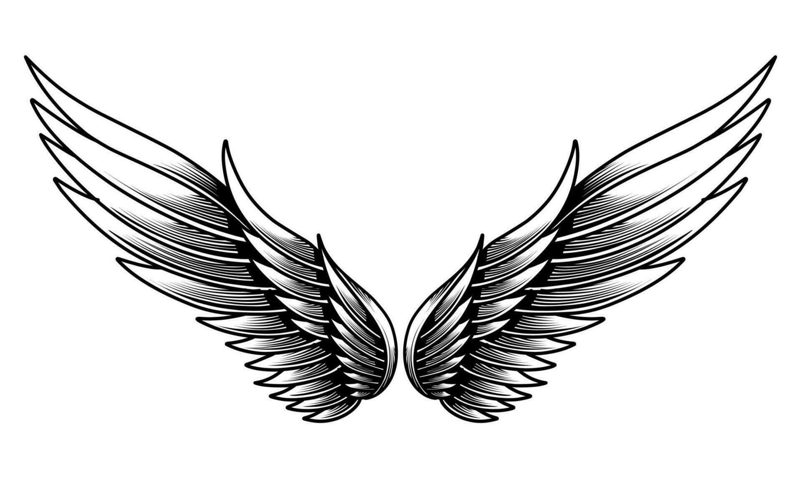 fri vektor årgång ängel vingar tatuering