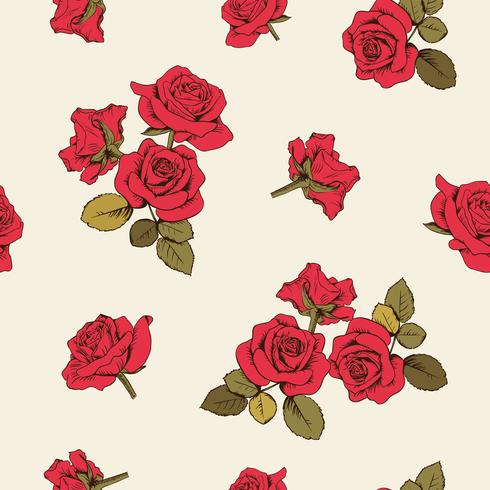 Röda rosor sömlöst mönster. Vektor illustration.