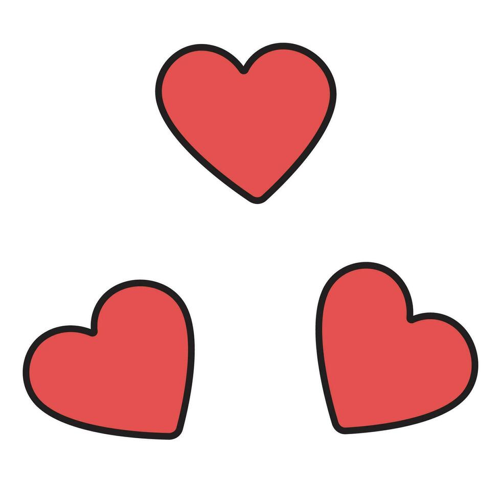 röd hjärtan, symbol av kärlek, ikon vektor