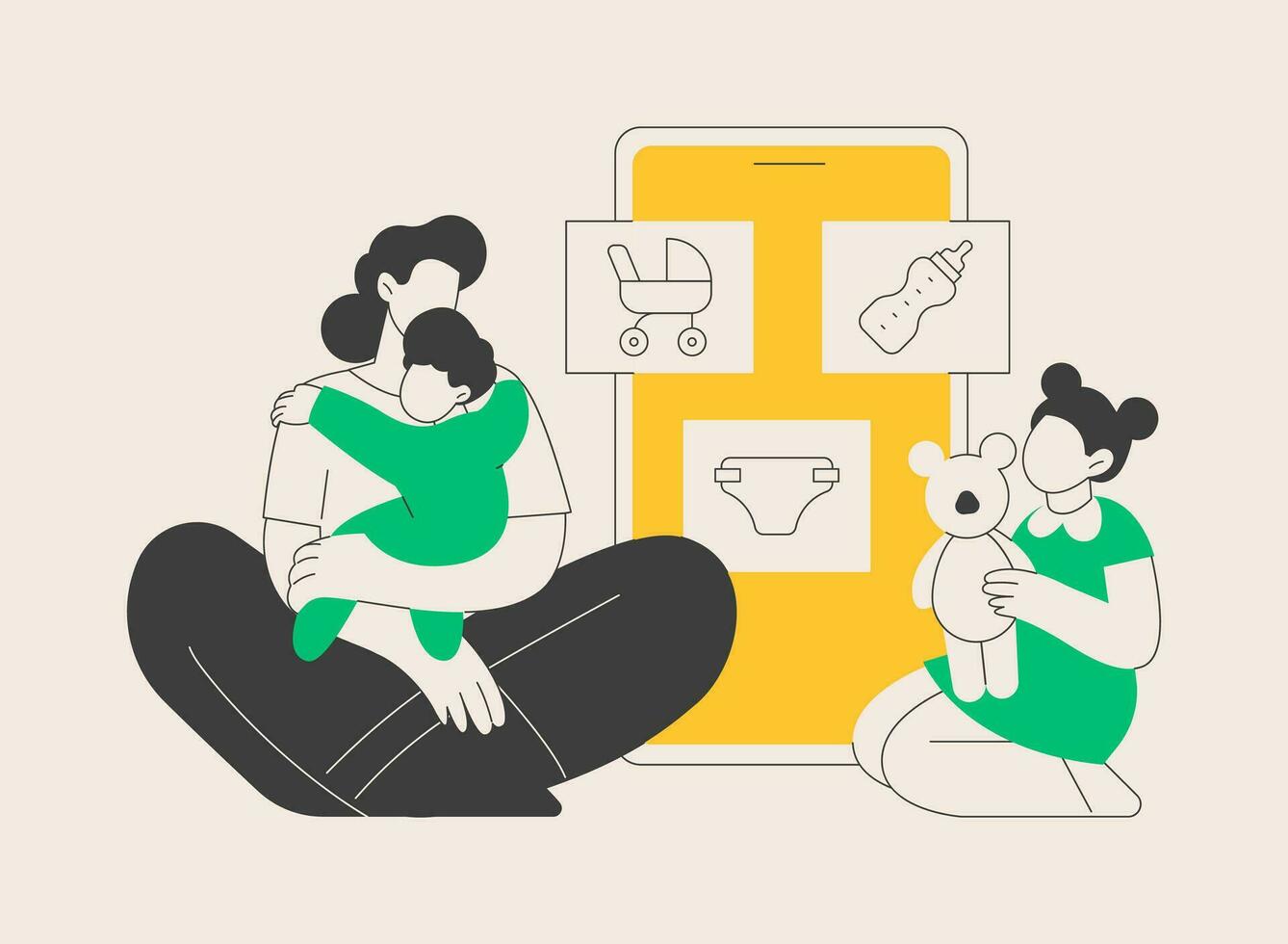Babysitting Dienstleistungen abstrakt Konzept Vektor Illustration.