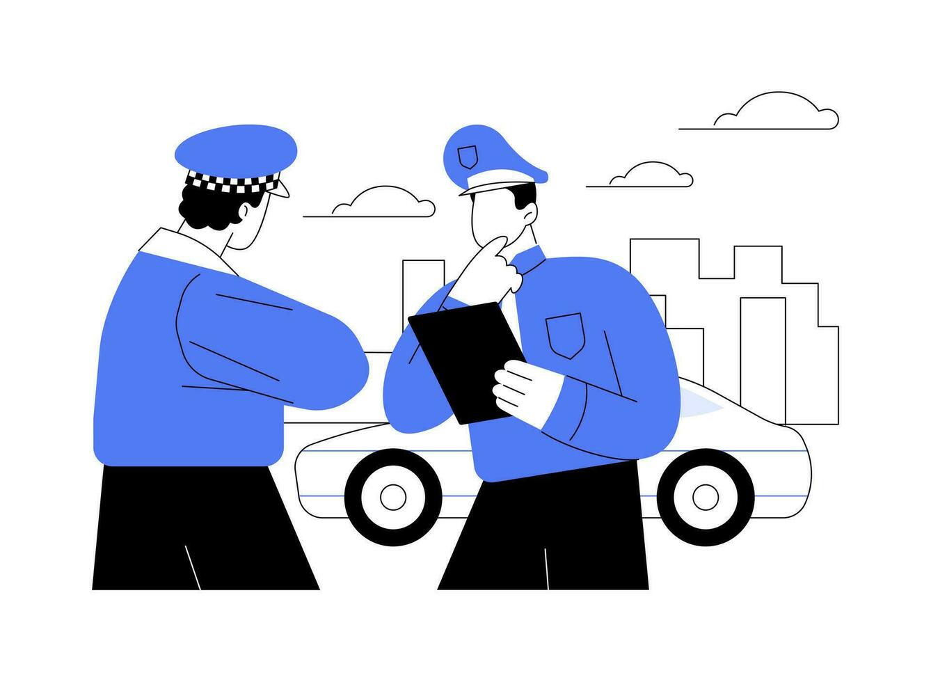 Polizei patrouillieren Auto abstrakt Konzept Vektor Illustration.