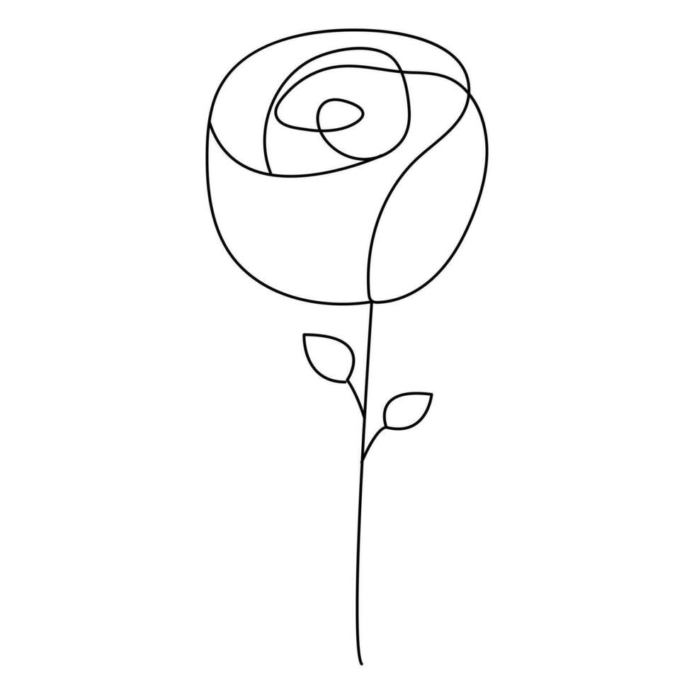 kontinuierlich schön Rose Blumen Single Linie Zeichnung Vektor Kunst