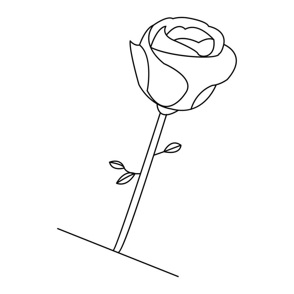 kontinuierlich schön Rose Blumen Single Linie Zeichnung Vektor Kunst