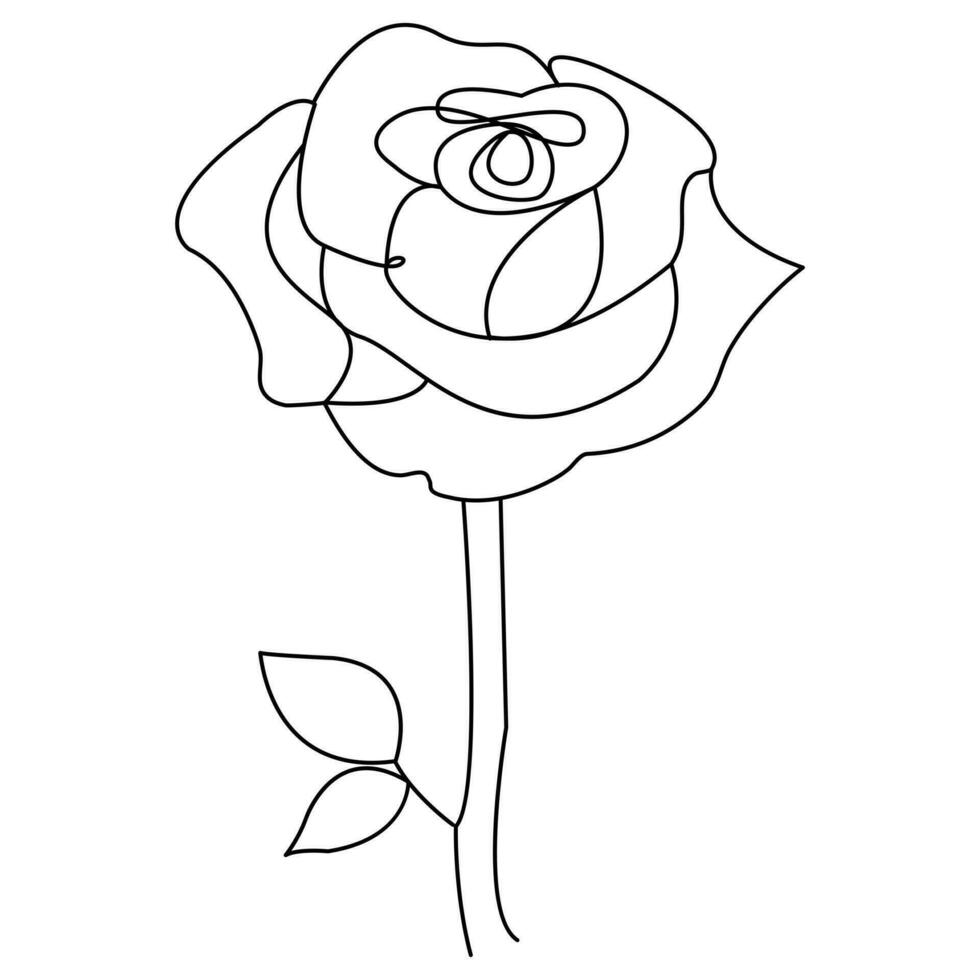 kontinuierlich schön Rose Blumen Single Linie Zeichnung Vektor Kunst