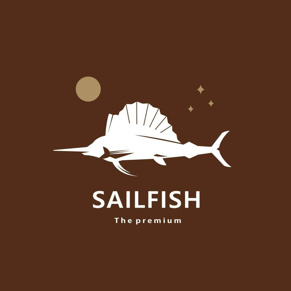 Tier Segelfisch natürlich Logo Vektor Symbol Silhouette retro Hipster