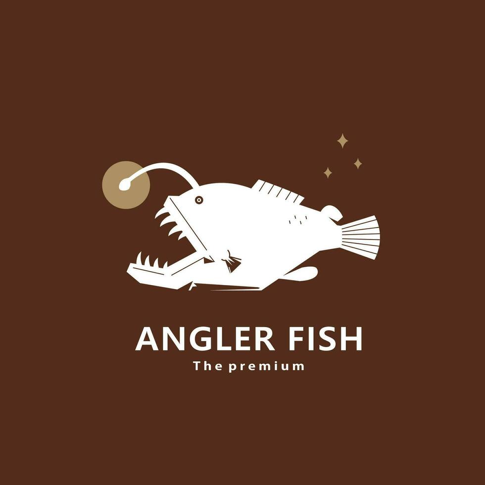 djur- fiskare fisk naturlig logotyp vektor ikon silhuett retro hipster