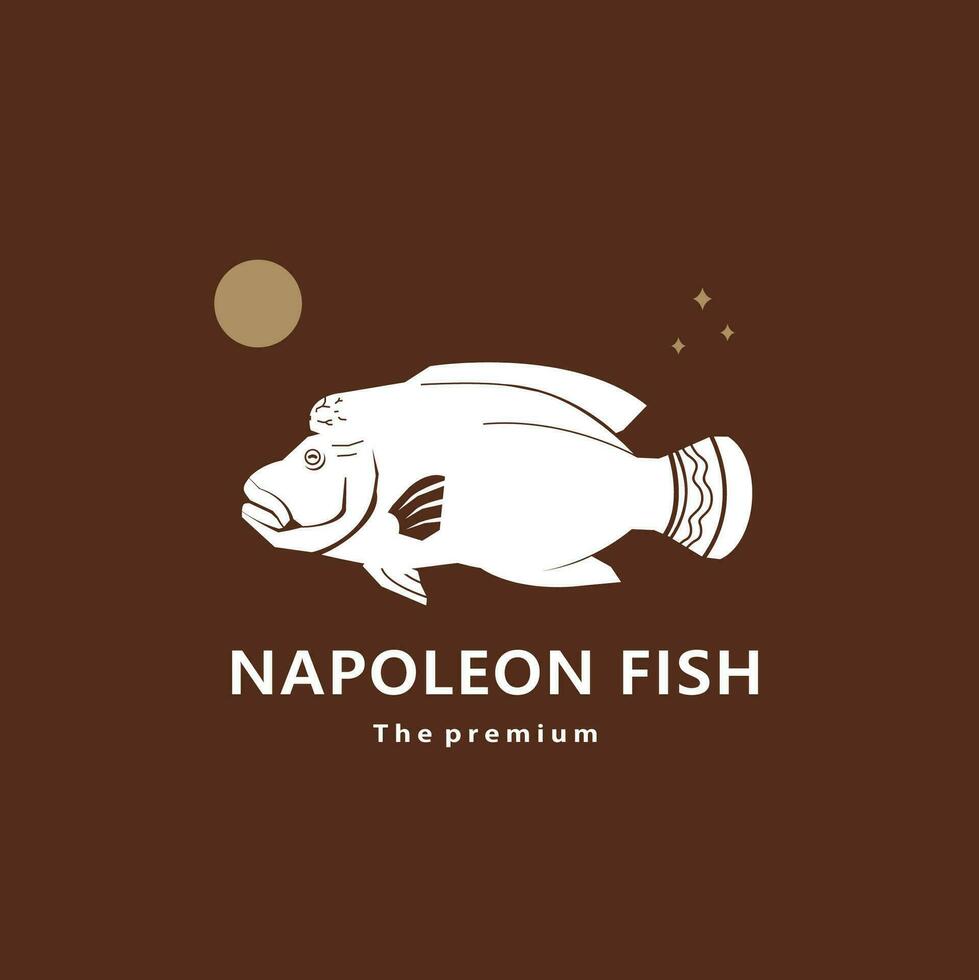 djur- napoleon fisk naturlig logotyp vektor ikon silhuett retro hipster