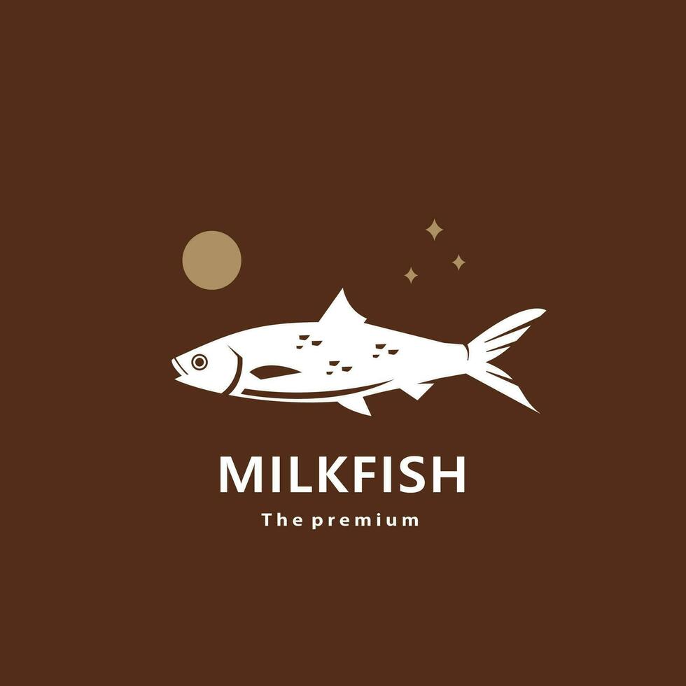 djur- mjölkfisk naturlig logotyp vektor ikon silhuett retro hipster