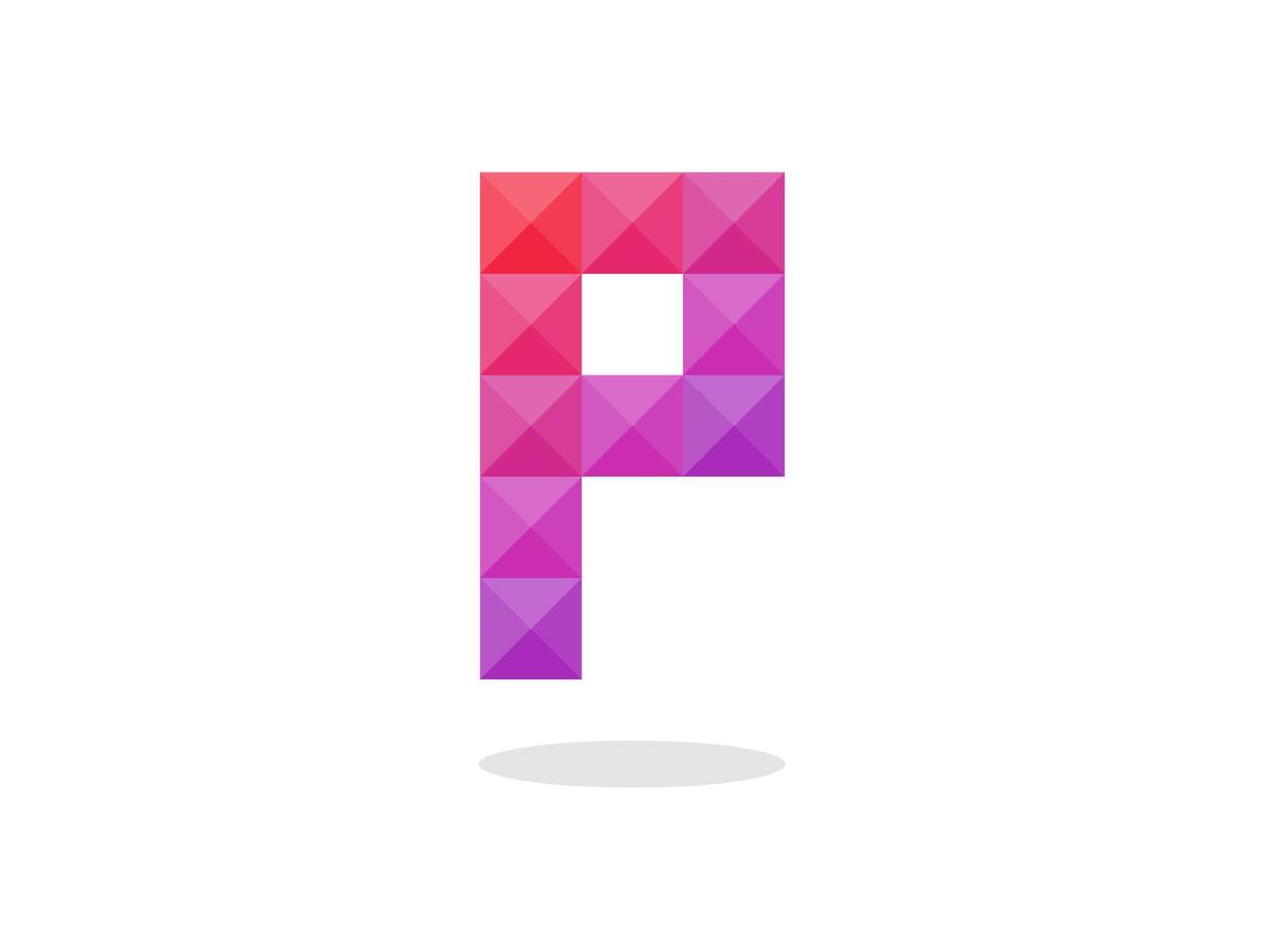 geometrisk bokstav p-logotyp med perfekt kombination av rödblå färger. vektor