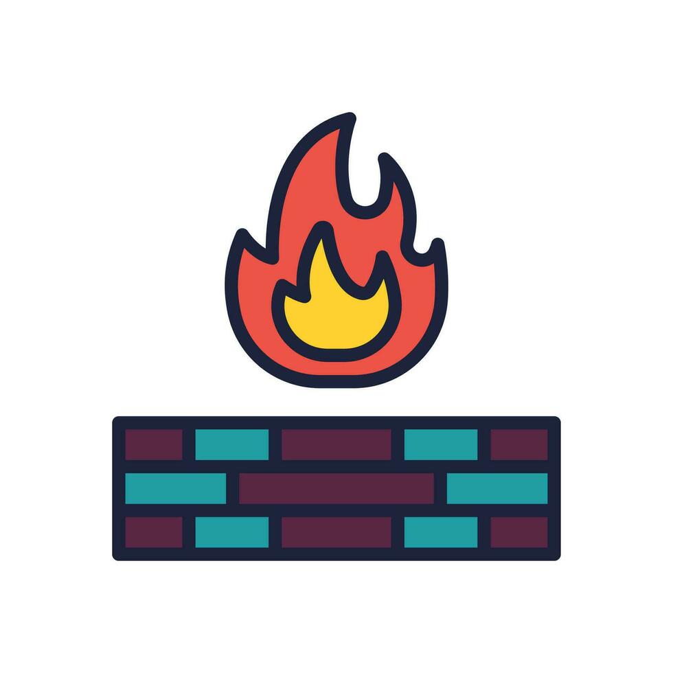 Firewall Symbol. Vektor gefüllt Farbe Symbol zum Ihre Webseite, Handy, Mobiltelefon, Präsentation, und Logo Design.