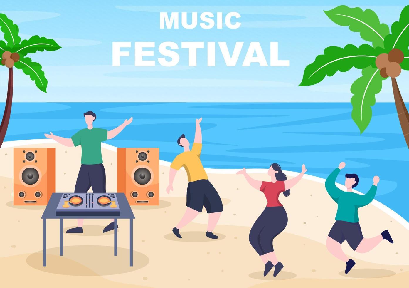 Musikfestivalhintergrundvektorillustration mit Musikinstrumenten und Live-Gesangsleistung für Plakat-, Fahnen- oder Broschürenschablone vektor