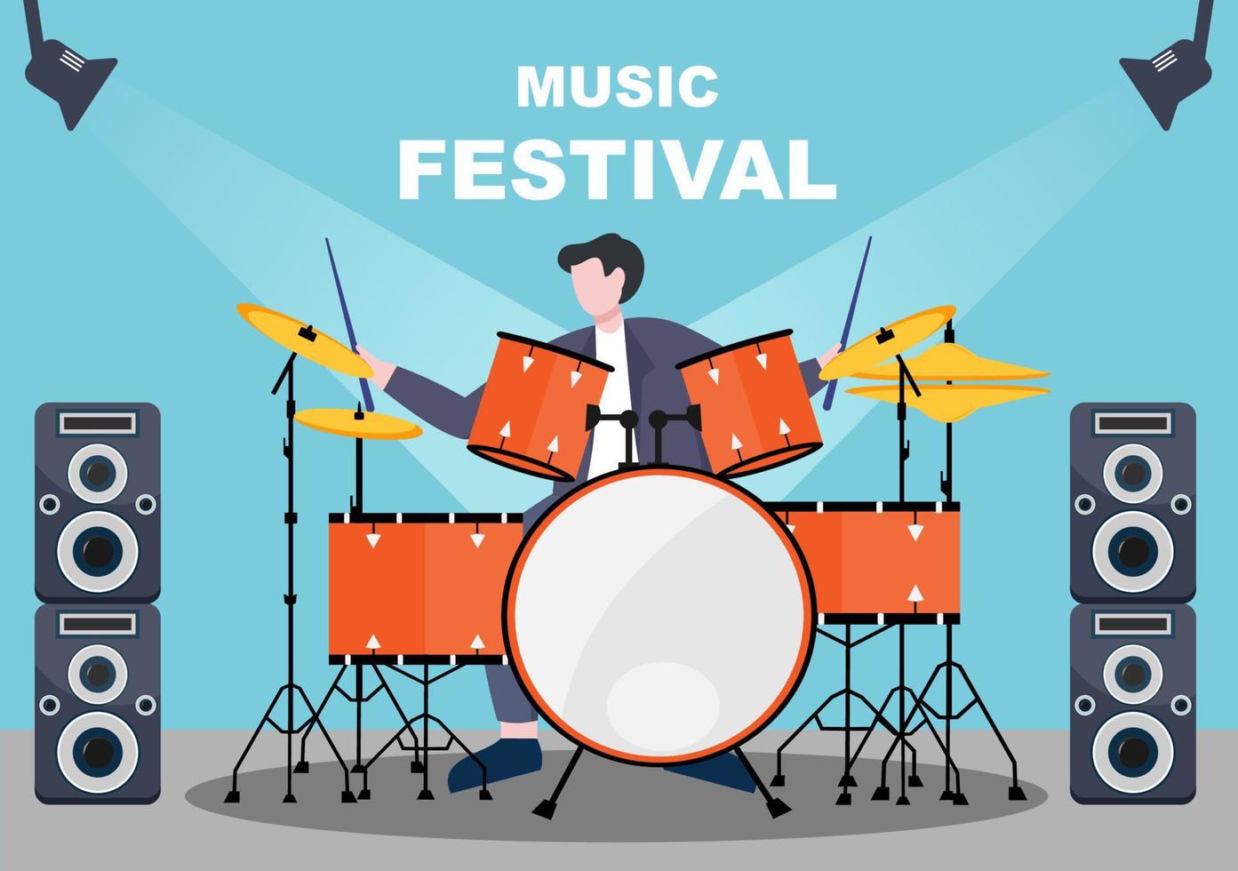 musikfestival bakgrund vektorillustration med musikinstrument och levande sångföreställning för affisch, banner eller broschyrmall vektor