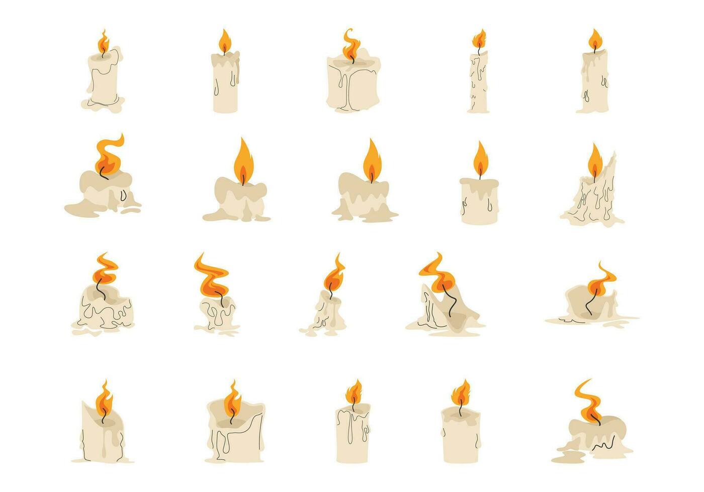 Verbrennung Kerze Licht Illustration einstellen vektor