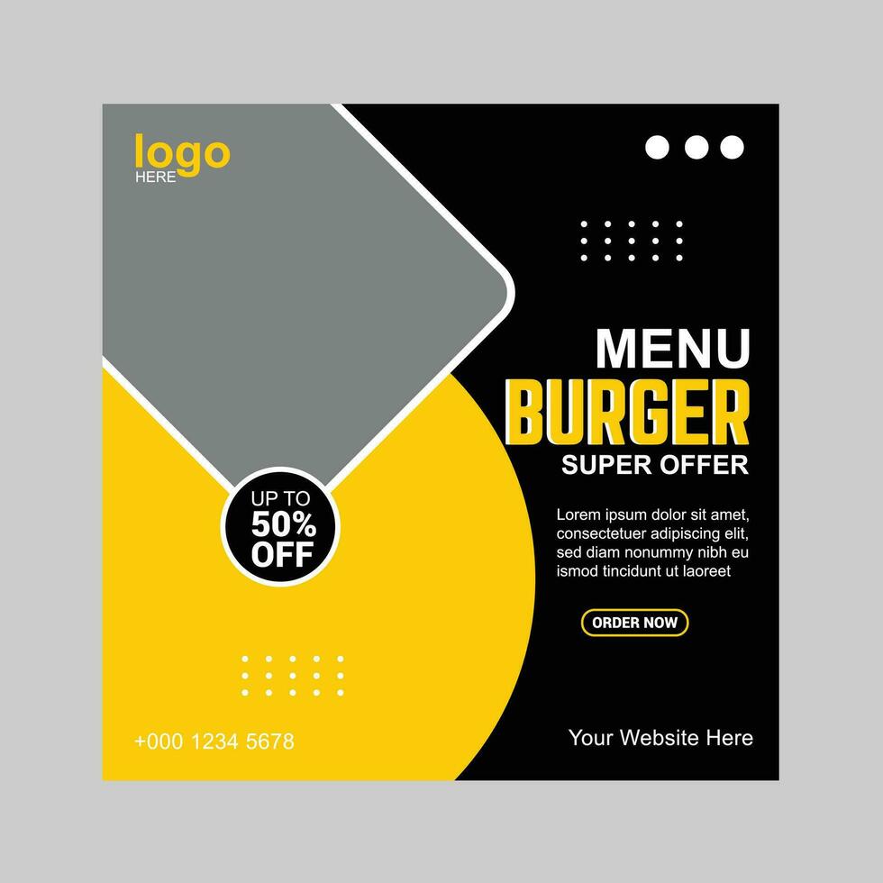 meny burger social media mall vektor