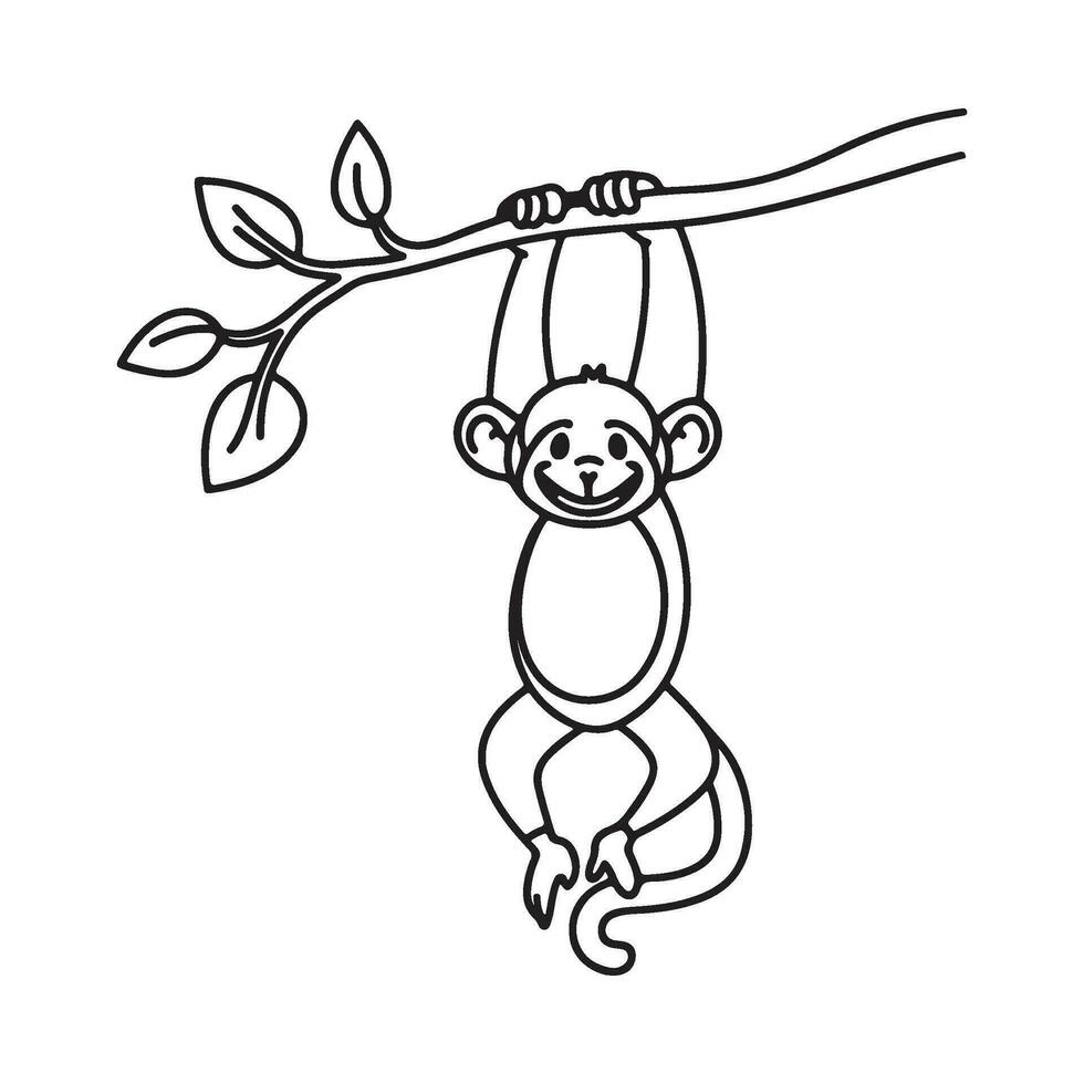 Vektor Gliederung zum Affe hängend von ein Baum Ast