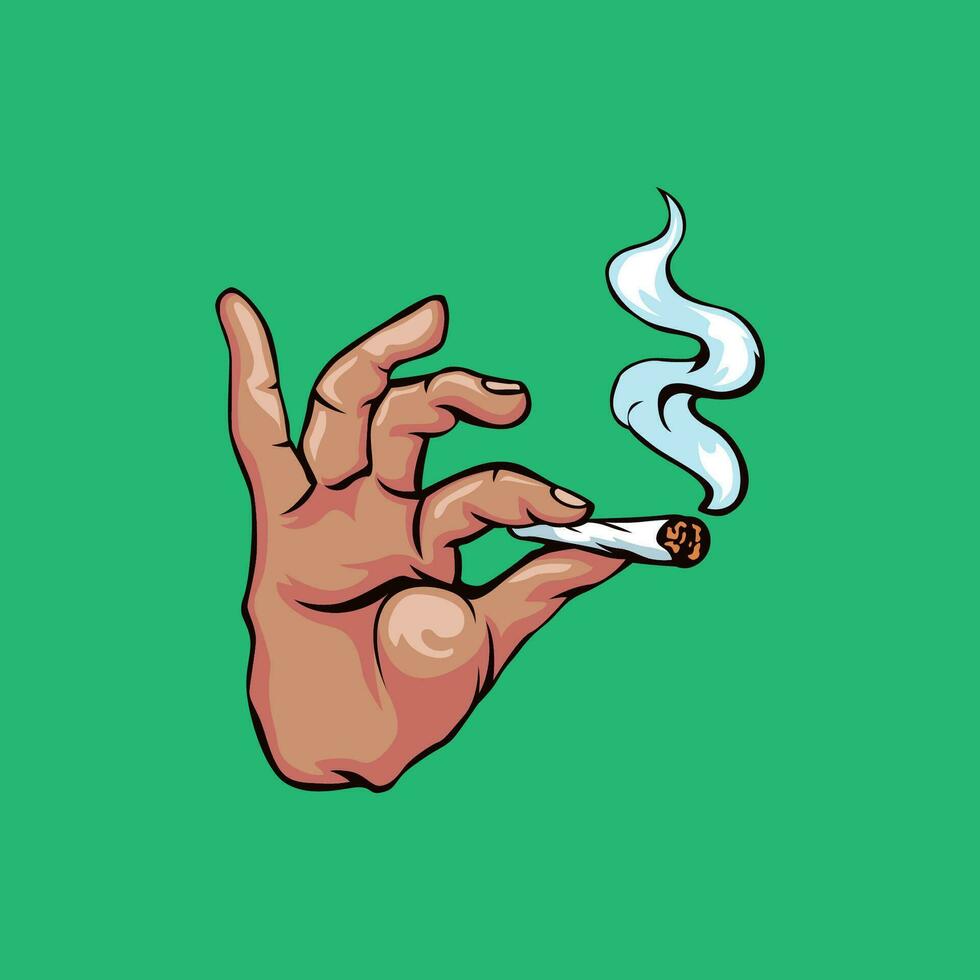 hand innehav en cigarett eller trubbig rökning vektor