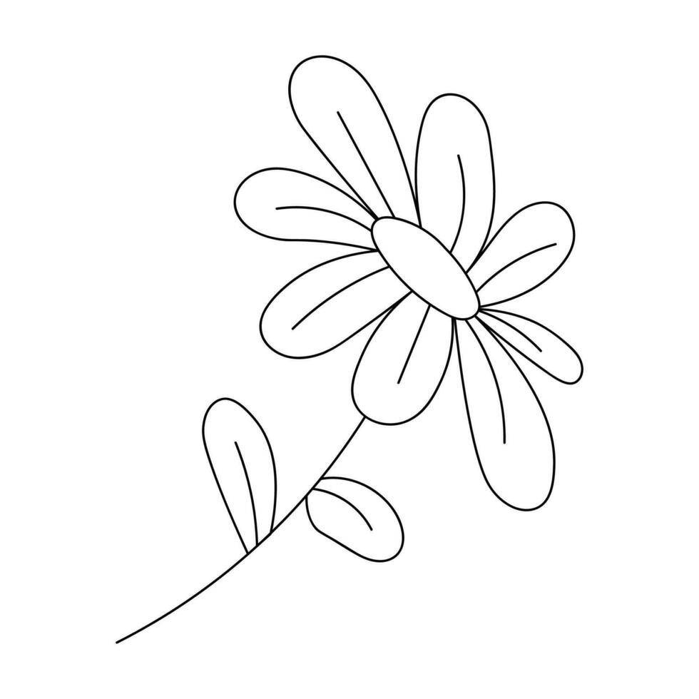 ein Single Blume im Gekritzel Stil auf ein Weiß Hintergrund. vektor