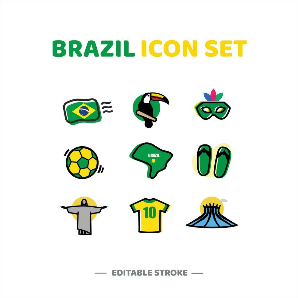 Brasilien Symbol einstellen Symbol Illustration Vektor