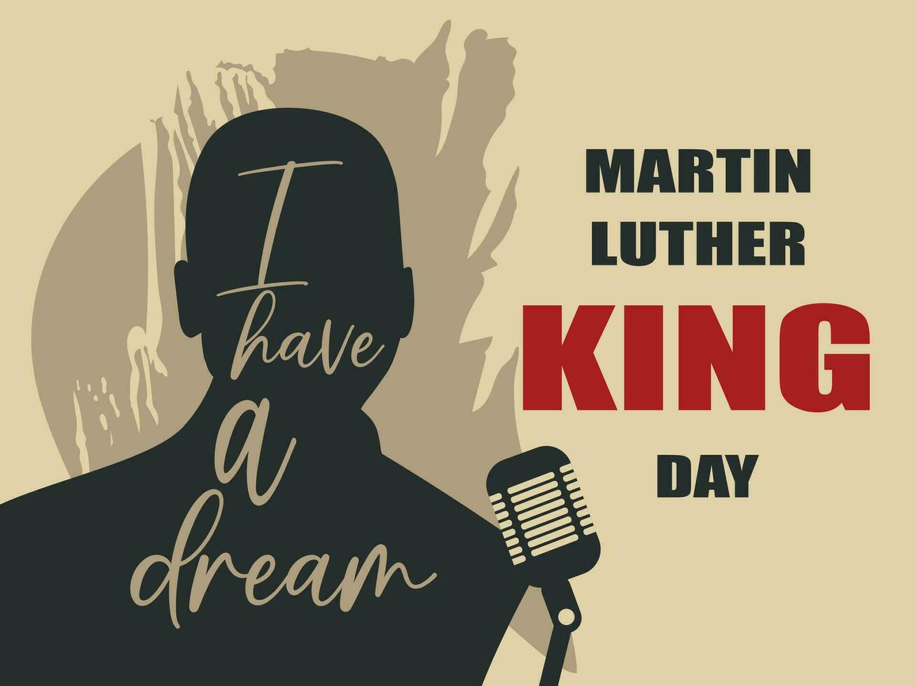 Martin luther kung jr. dag typografi hälsning kort design. mlk dag beige vektor bakgrund.