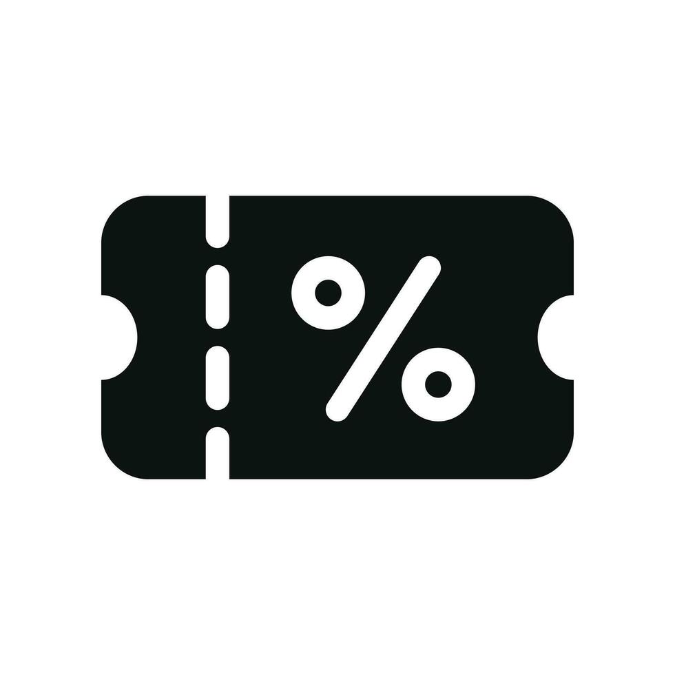 Gutschein Coupon Glyphe Symbol mit ein Fahrkarte mit ein Prozentsatz Zeichen vektor