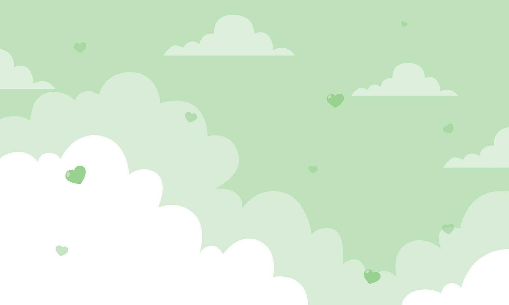 vektor valentine tema med hjärtan i grön himmel bakgrund