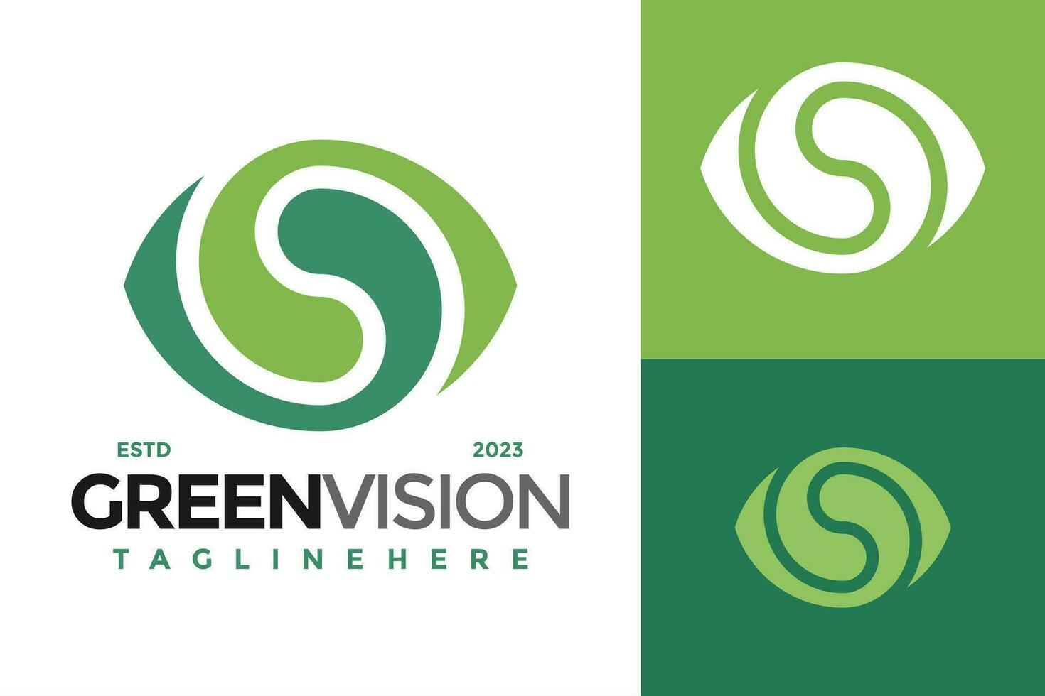 grön öga syn logotyp design vektor symbol ikon illustration