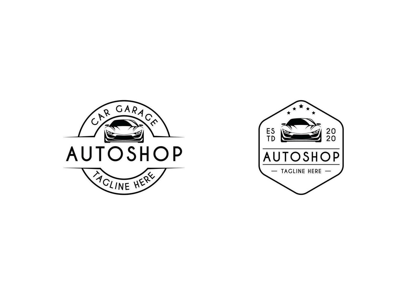 bil- bil affär, garage, -handlare logotyp design. vektor