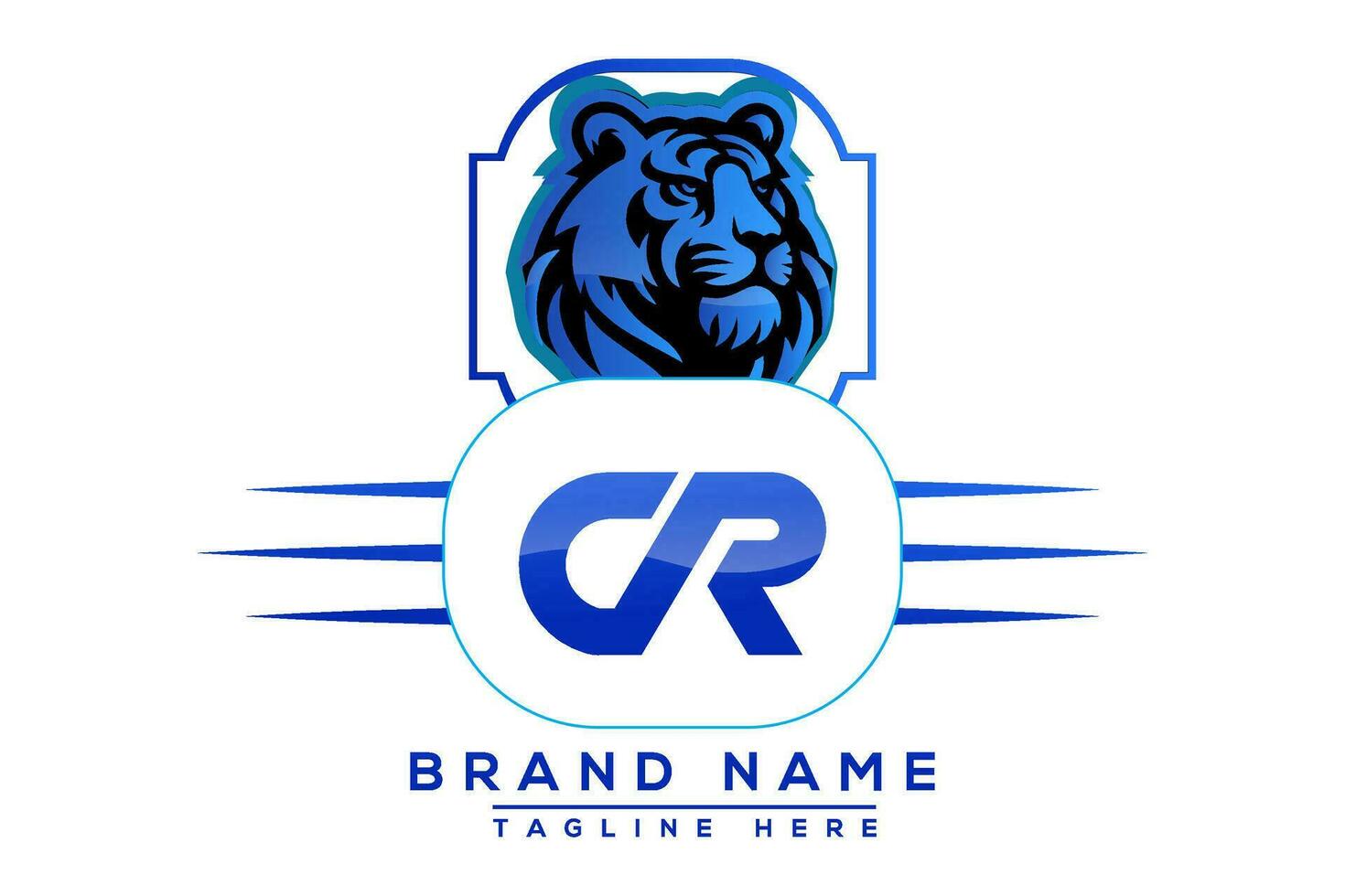 Tiger cr Blau Logo Design. Vektor Logo Design zum Geschäft.