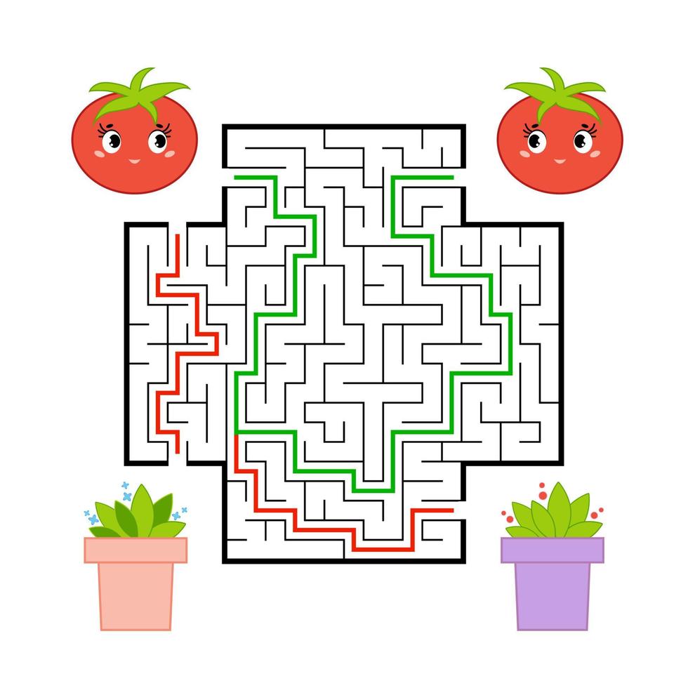 rolig labyrint. spel för barn. pussel för barn. tecknad stil. labyrint gåta. färg vektor illustration. utvecklingen av logiskt och rumsligt tänkande.