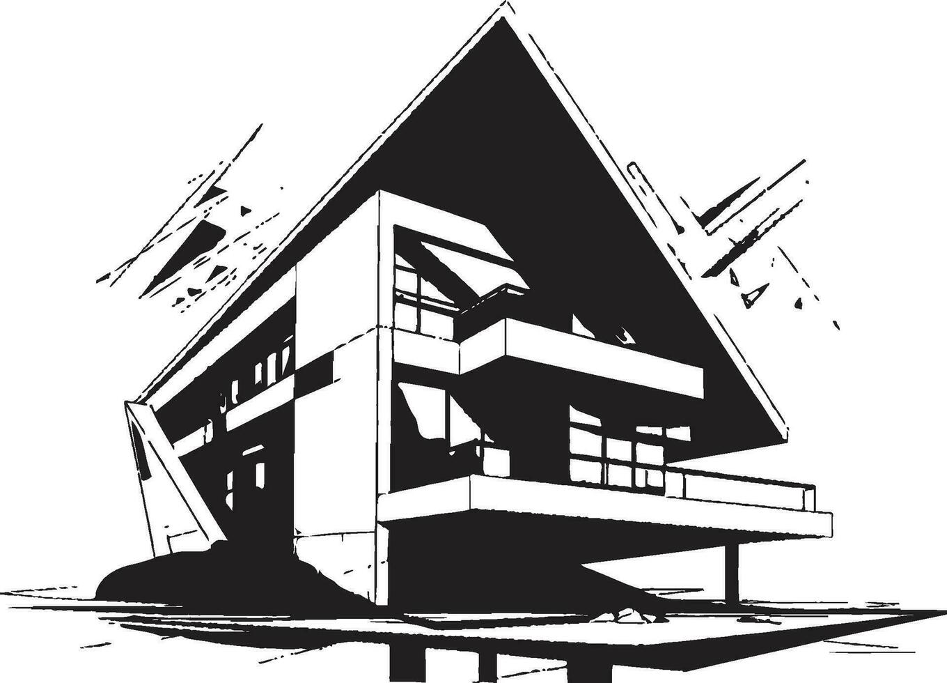 arkitektonisk visionärer djärv hus skiss design i vektor logotyp samtida levande mark innovativ hus skiss ikon