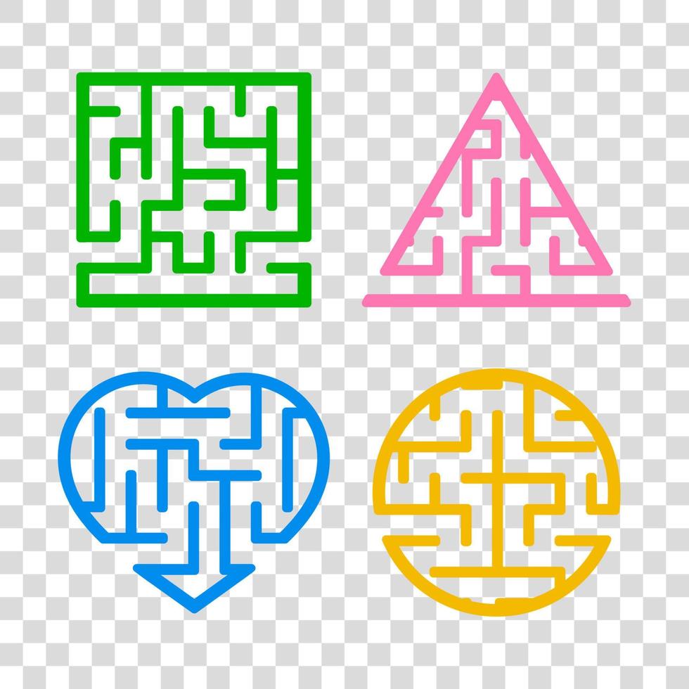 eine Reihe von Labyrinthen. Spiel für Kinder. Puzzle für Kinder. Labyrinth Rätsel. Vektor-Illustration. vektor