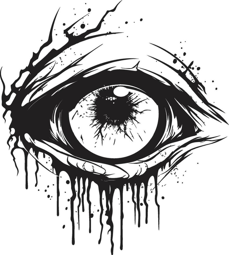 gruselig Untote Vision Vektor Zombie Auge Emblem schrecklich Blick schwarz gruselig Auge Logo