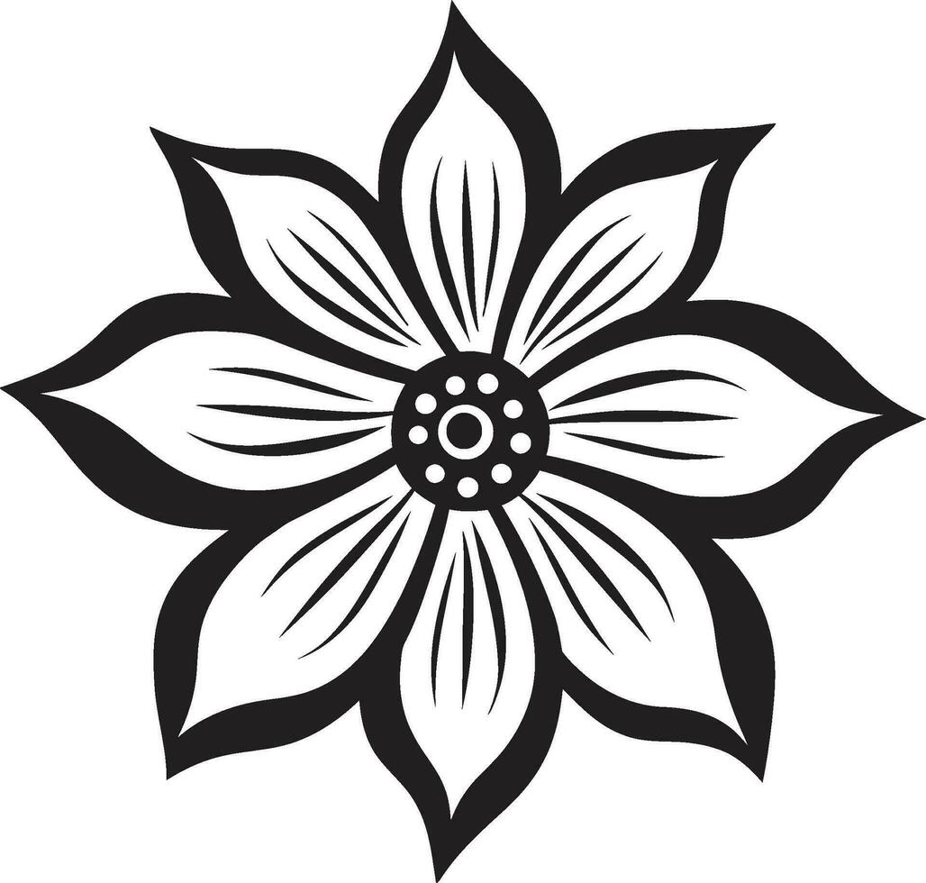 schick Blumen- Gliederung Single schwarz ikonisch Emblem sauber Vektor blühen minimalistisch Hand gezeichnet Blume