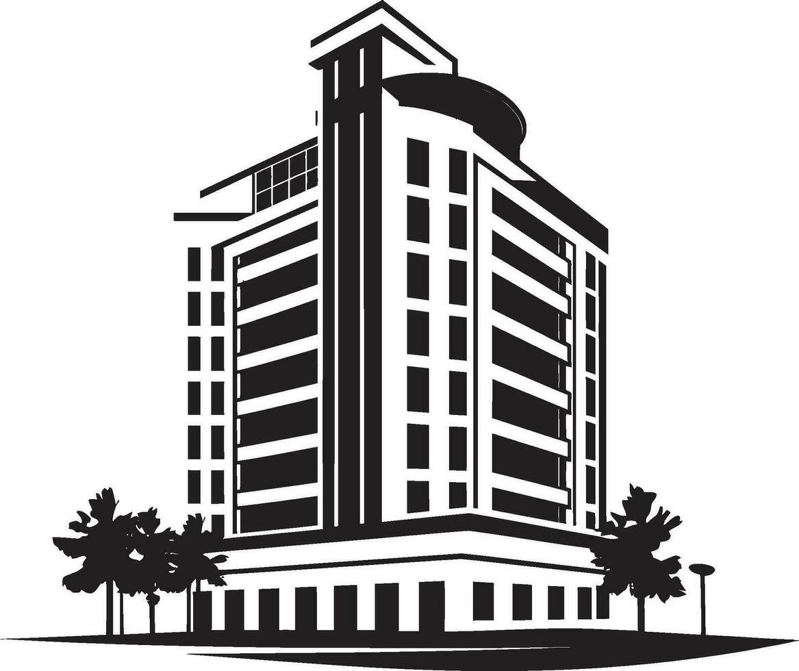 Stadtlinie Wesen mehrblumig Stadtbild Vektor Emblem städtisch Matrix mehrstöckig Stadtbild Vektor Logo