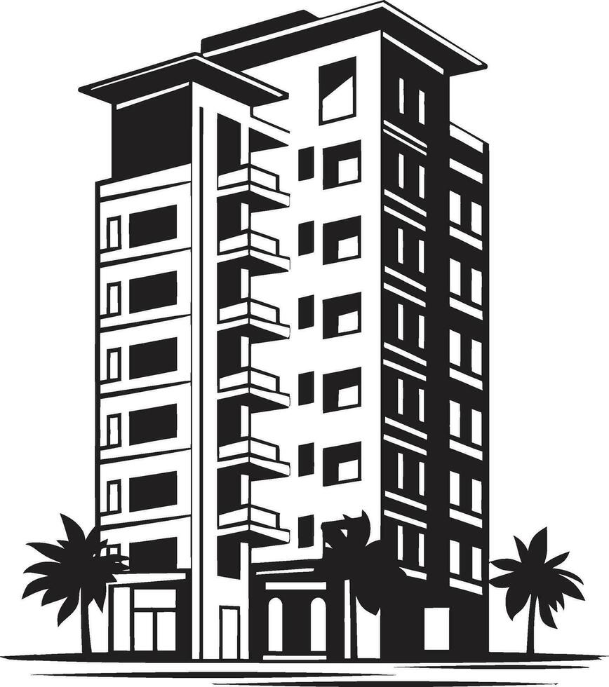 urban tornlinjer flera våningar skys vektor emblem design stadsbild dröm multifloral urban byggnad i vektor ikon