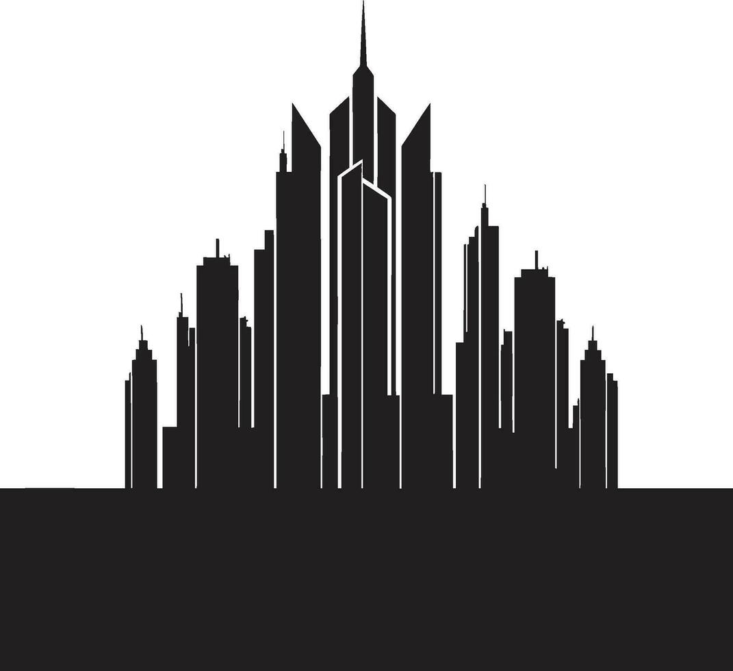 Metropolitan- Höhen skizzieren Stadtbild Gebäude im Vektor Symbol Innenstadt Wolkenkratzer Gliederung mehrstöckig Stadtbild Vektor Logo
