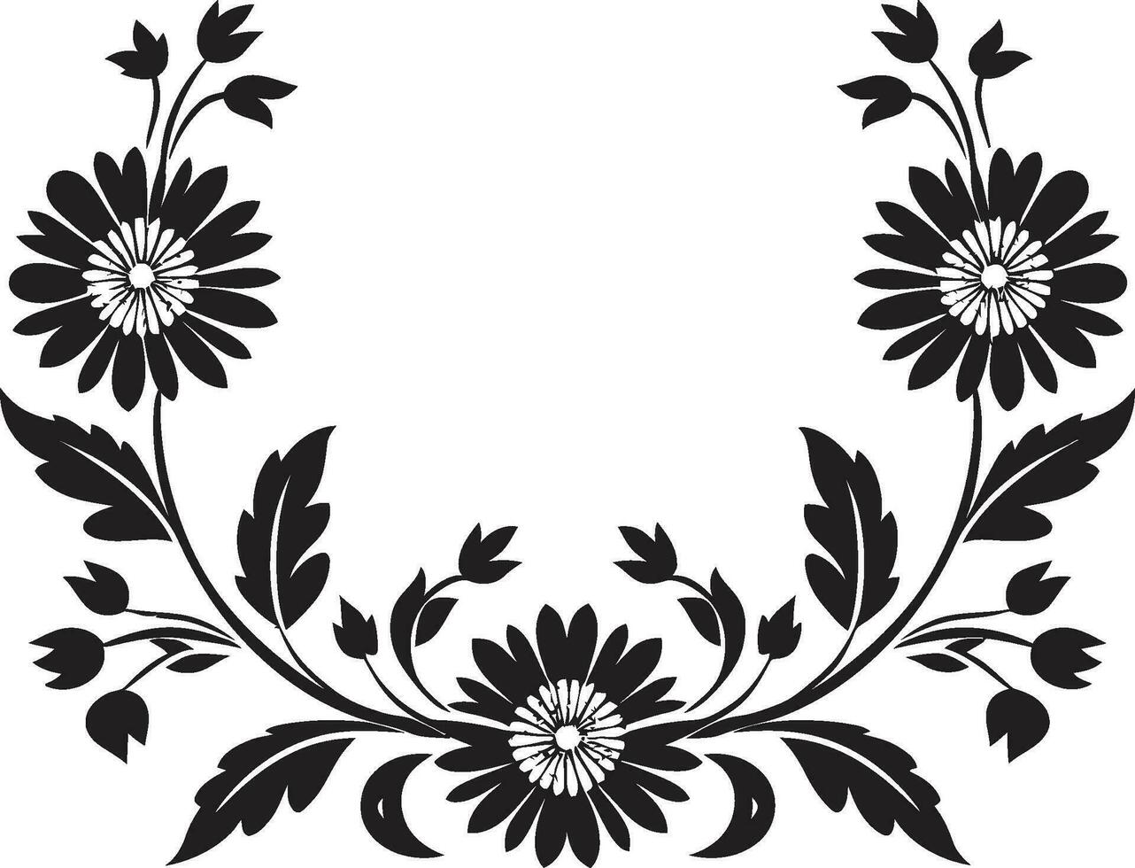 blommig tesselleringar svart geometrisk ikon vektor blom geometrisk bricka mönster i svart