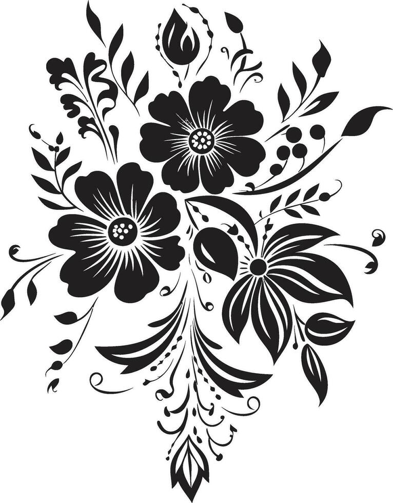 Jahrgang eingefärbt blüht einfarbig Hand gezeichnet Logo Symbole künstlerisch noir Gardenie Skizzen kompliziert Vektor Logo Designs