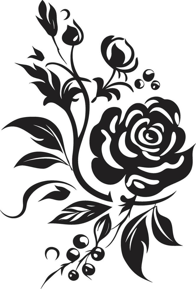 schick eingefärbt Blütenblatt Odyssee schwarz Blumen- Emblem Designs noir Gardenie Eindrücke Hand gezeichnet Vektor Logo Symbole