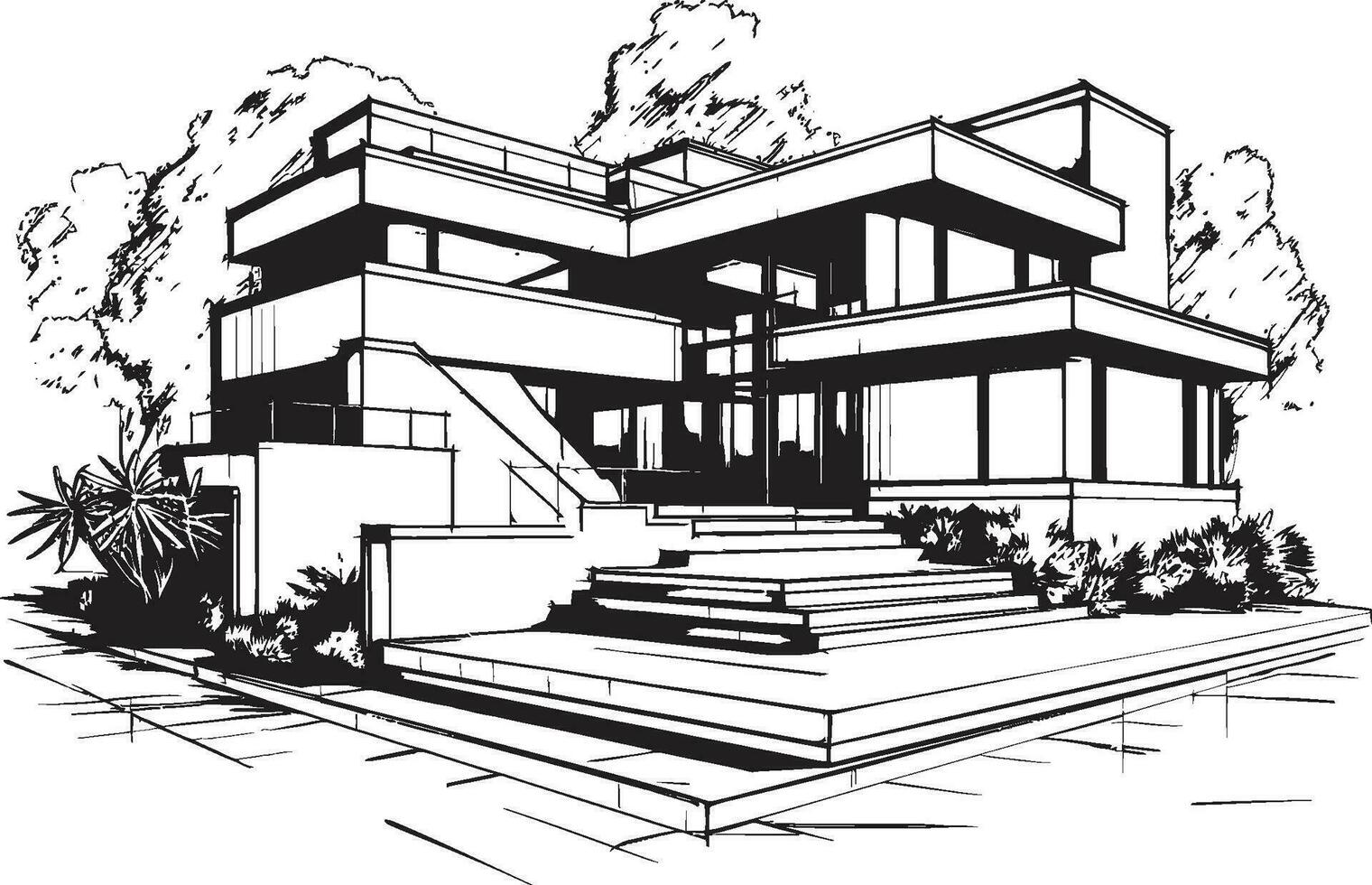dubbel levande begrepp duplex- hus skiss aning i vektor ikon symmetrisk bostad skiss duplex- hus design vektor emblem