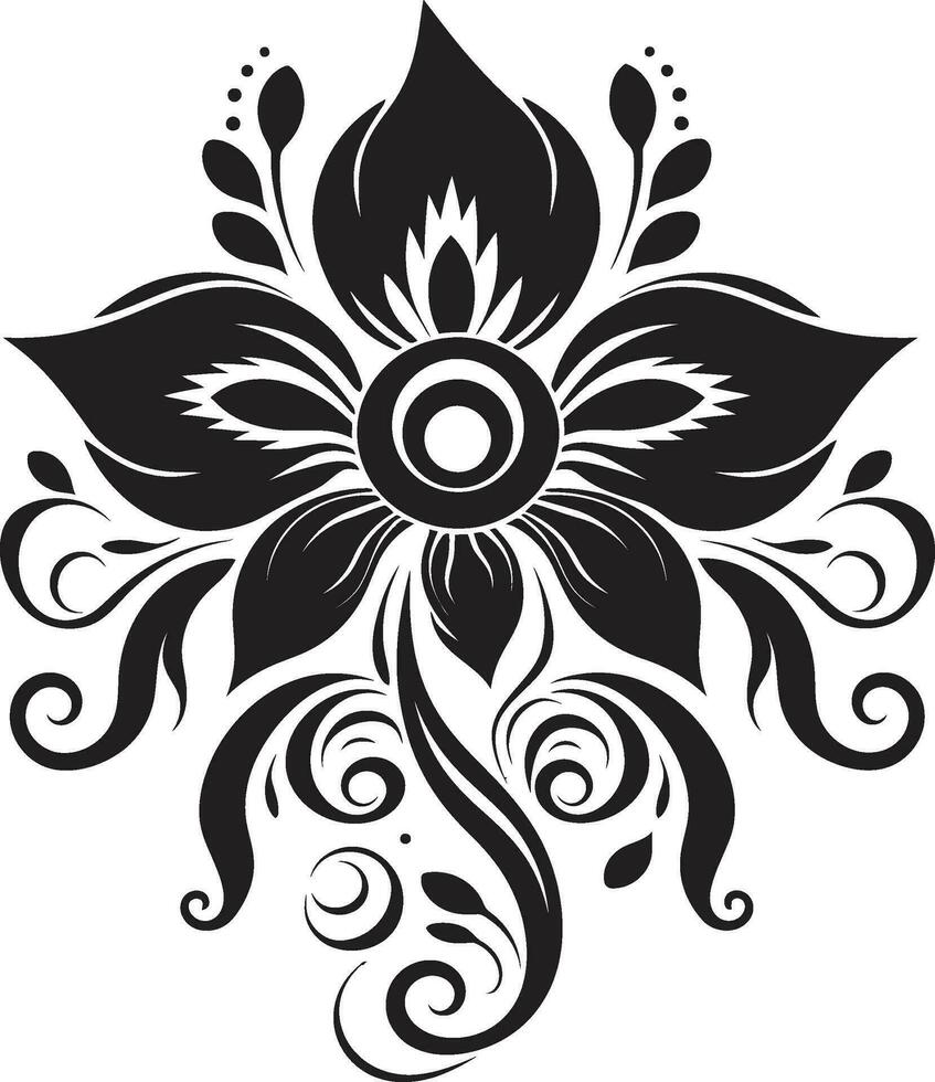 einfarbig Blumen- Einzelheiten elegant Einladung Karte Vektoren Tinte noir Strauß Verzierungen dekorativ Blumen- Symbole