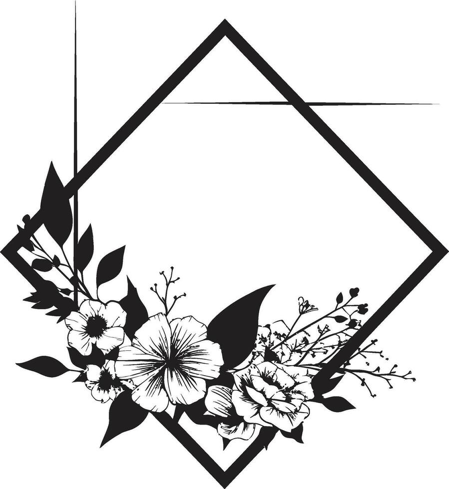 abstrakt noir kronblad virvla svart vektor emblem elegant minimalistisk blommig detalj hand dragen ikoniska