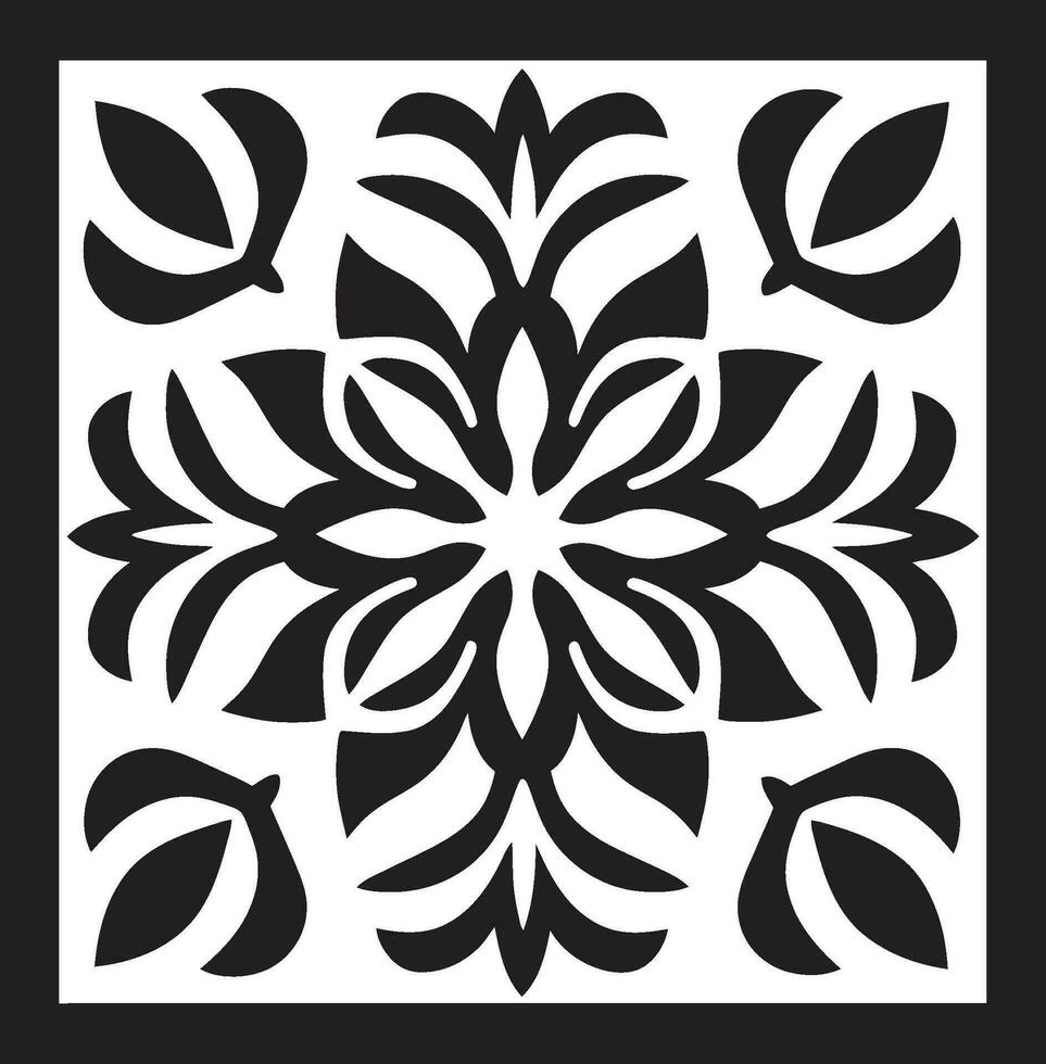 abstrakt kronblad mönster svart blommig ikon kaklade trädgård geometrisk blommig bricka mönster vektor