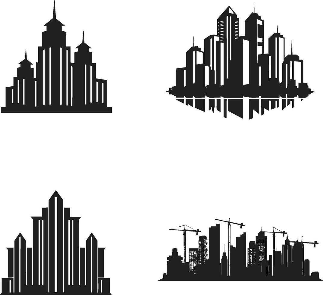 stadslinje skyskrapa silhuett flera våningar byggnad i vektor logotyp horisont flera våningar intryck stadsbild vektor logotyp ikon