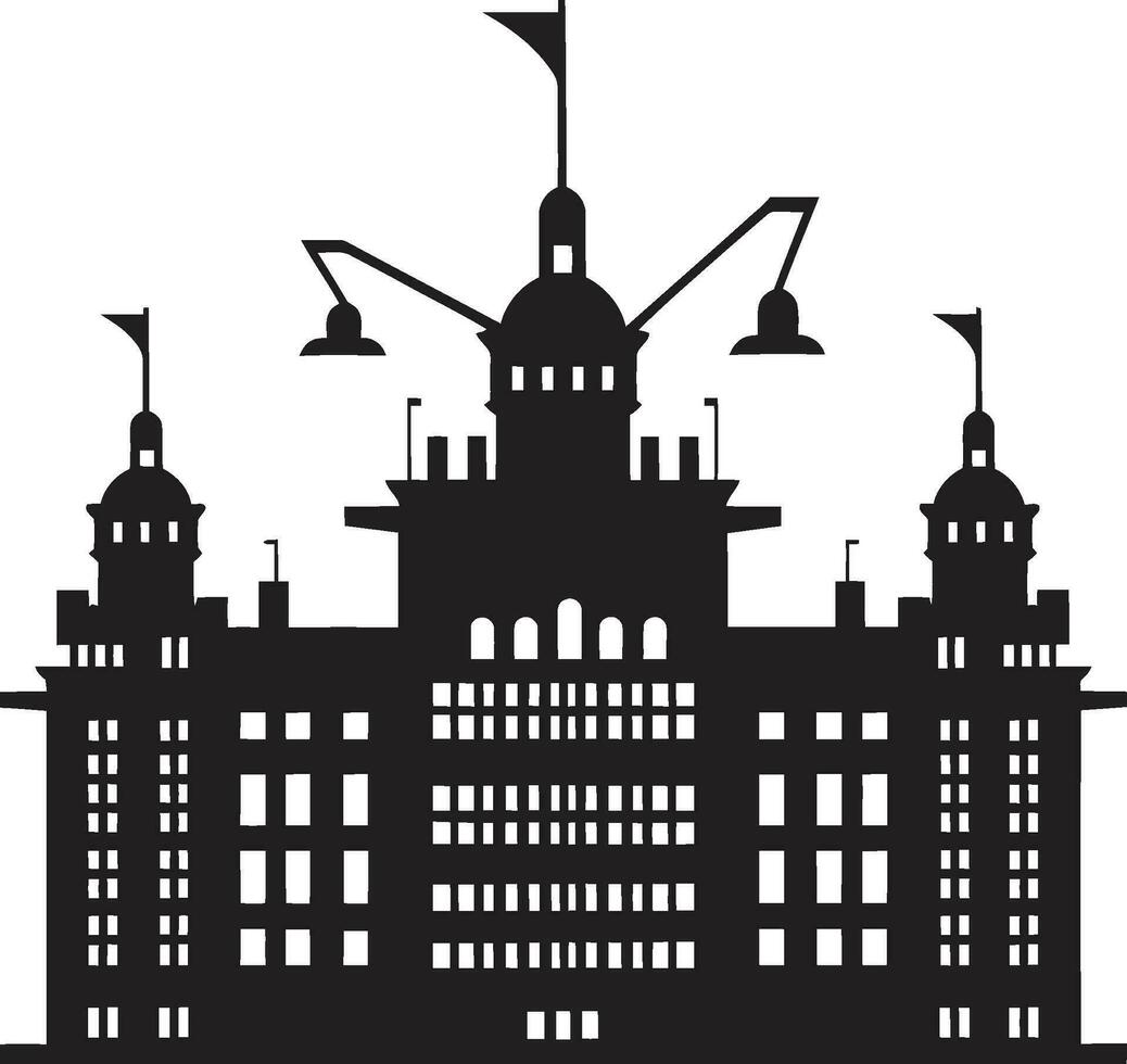 städtisch Wolkenkratzer Entwurf mehrstöckig Stadtbild Vektor Logo Stadt Aussicht Höhen Emblem mehrstöckig Vektor Logo Design