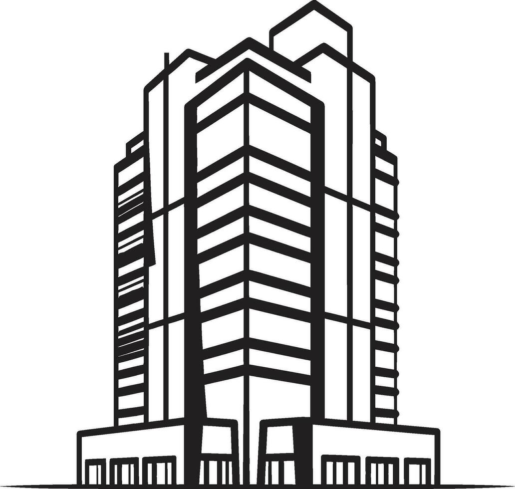 Metropolitan- Elevation Matrix mehrstöckig Stadtbild Vektor Emblem Innenstadt Wunder Wesen mehrblumig Wolkenkratzer Vektor Logo Design