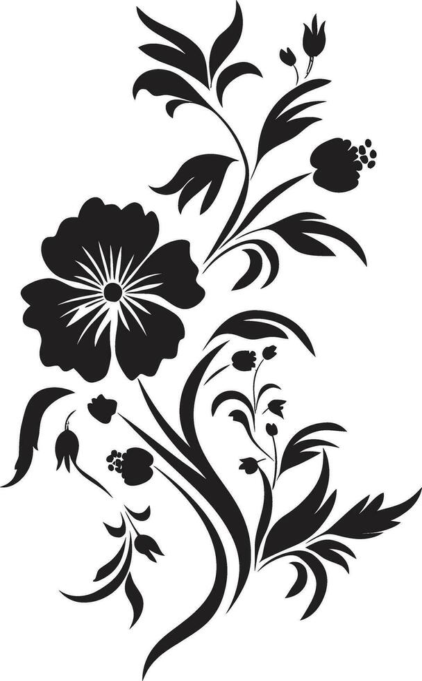grafit kronblad drömmar svart vektor logotyp skisser nyckfull inked flora hand dragen noir ikoner