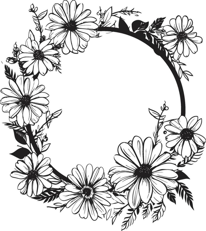 anmutig Blütenblatt Gehege Gänseblümchen Blume schwarz Symbol künstlerisch Gänseblümchen Reif schwarz Vektor Logo Design