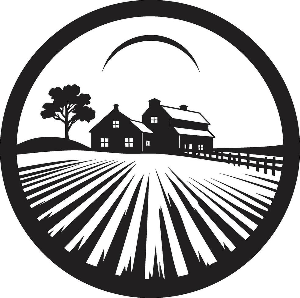 pastoral hemman symbol jordbrukare hus vektor logotyp skörda oas bostad bondgård vektor ikon design