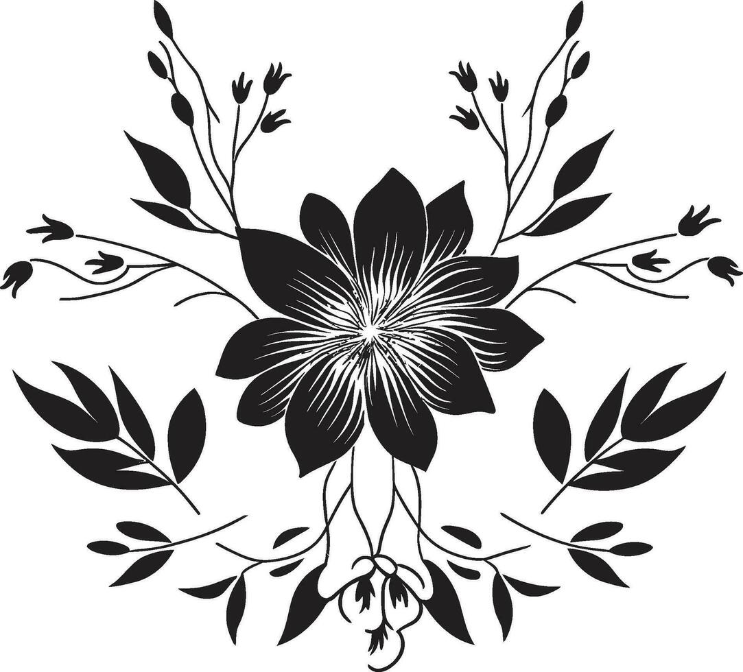Jahrgang eingefärbt Garten Chroniken handgemacht Blumen- Symbole noir Blumen- Träumereien schwarz Blumen- Logo Elemente vektor
